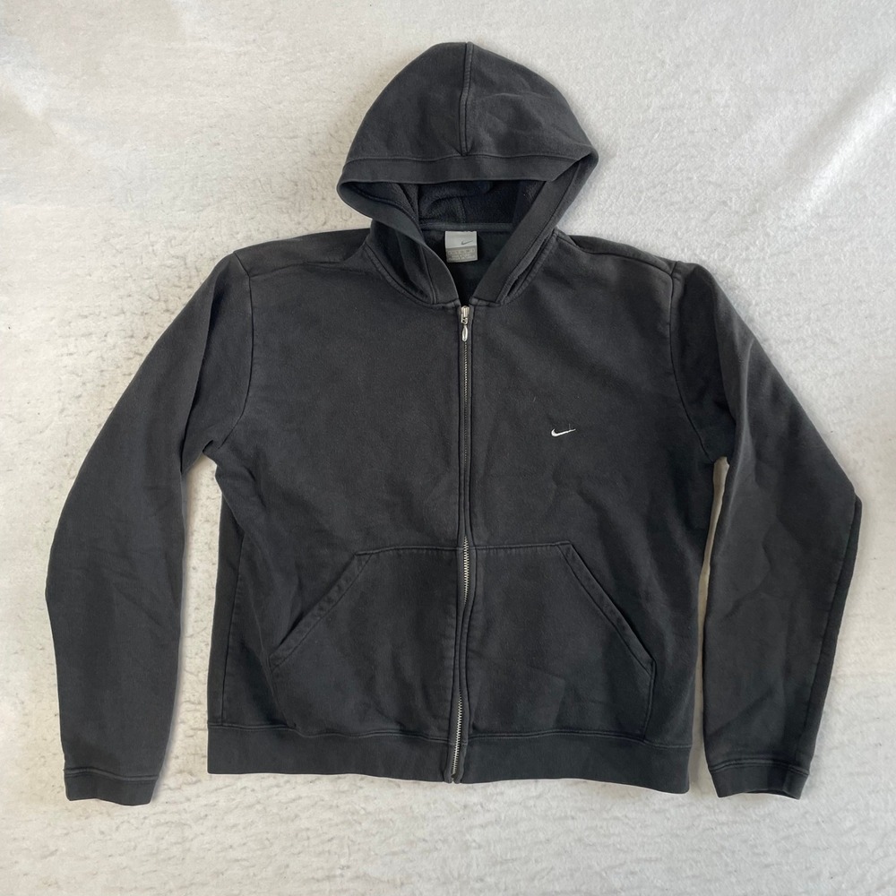 Nike Full Zip Hoodie Girls XL Black‎ Embroidered Swoosh Logo Fleece